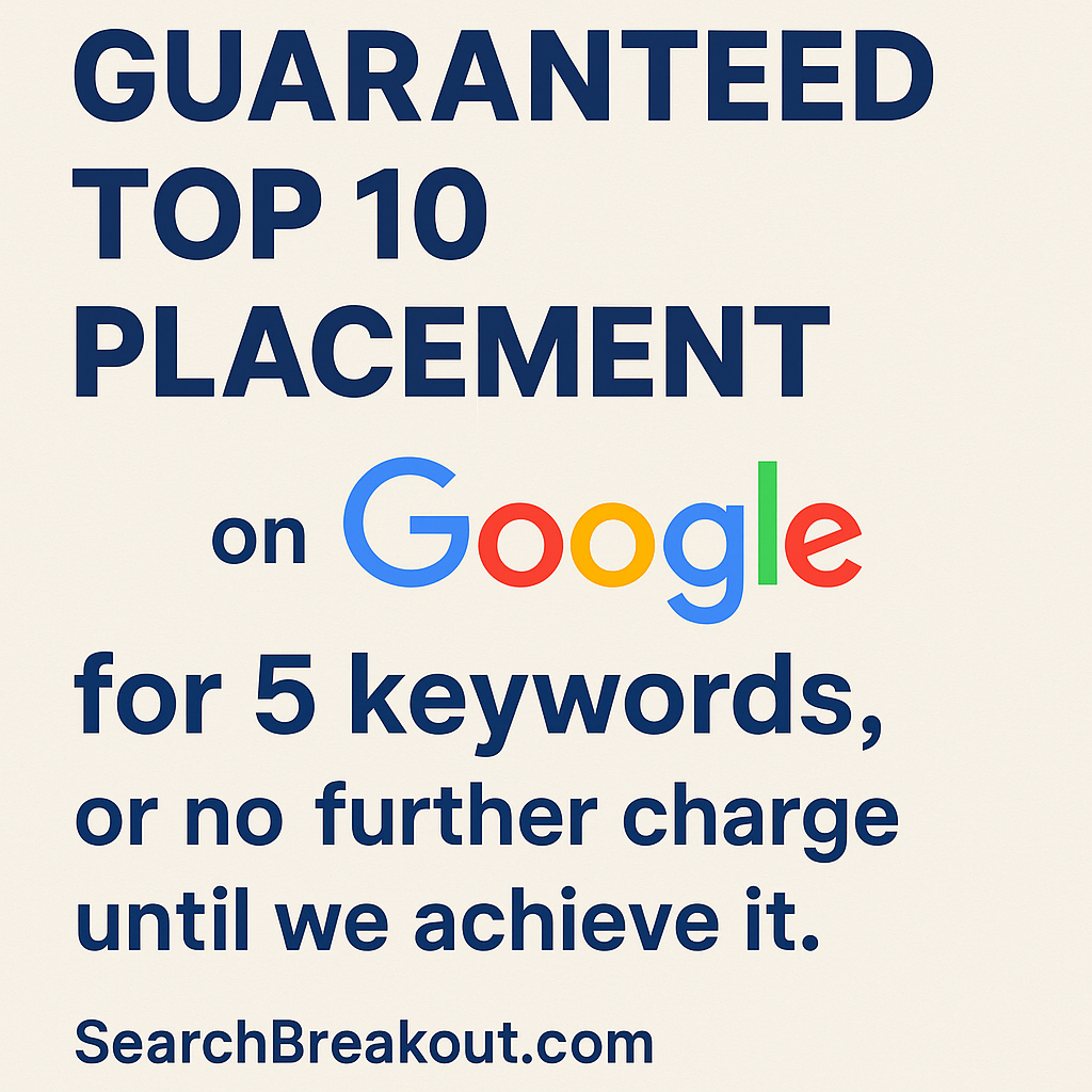 Guaranteed Top 10 Google Ranking for 5 Keywords